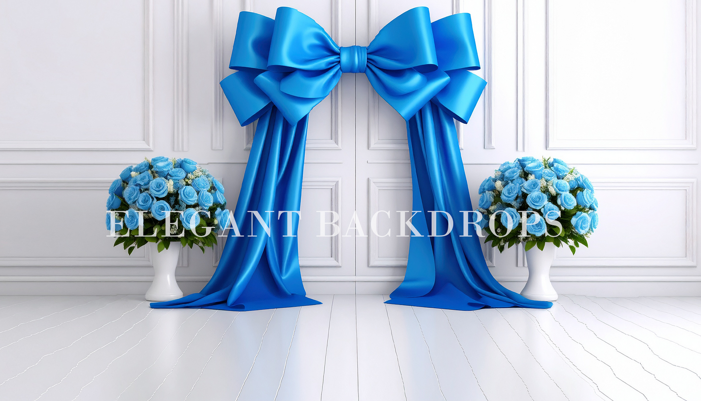 royal blue maternity digital photography backdrop with flowers