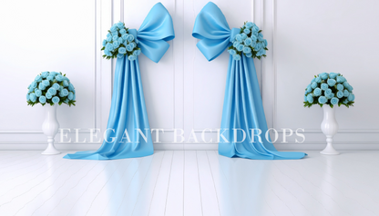 blue maternity digital photography backdrop with flowers