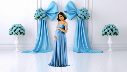 royal blue maternity newborn digital photography backdrop with flowers