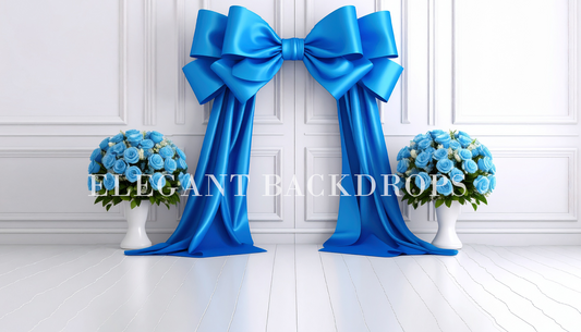 royal blue maternity digital photography backdrop with flowers